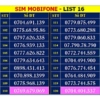 SIM SỐ ĐẸP MOBIFONE - LIST 16 (MBFDS16) - Số dễ nhớ, thần tài, lộc phát, số cặp - SIM MỚI, ĐĂNG KÝ ĐÚNG CHỦ ONLINE - Hàng chính hãng