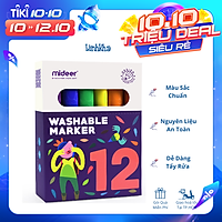 Bút Lông Màu Nguyên Liệu An Toàn Dễ Dàng Tẩy Rửa hiệu Mideer 12 màu - Mideer washable marker