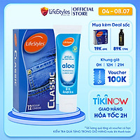 Combo Bao Cao Su LifeStyles Classic Ôm Sát Cao Cấp Hộp 12 bao + Gel Bôi Trơn Tinh Chất Lô Hội LifeStyles Aloe 50ml