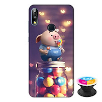 Ốp lưng điện thoại Asus Zenfone Max Pro M2 hình Heo Con Ăn Kẹo tặng kèm giá đỡ điện thoại iCase xinh xắn - Hàng chính hãng