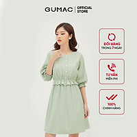 Đầm dáng xòe nữ họa tiết caro thiết kế eo bo chun GUMAC DB373