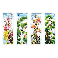 Tranh thêu chữ thập 3D tứ quý Xuân Hạ Thu Đông Tùng Cúc Trúc Mai LV3282 (121X75 )- chưa thêu