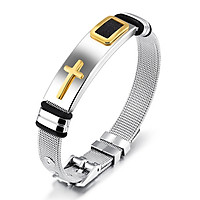 Vòng tay nam thánh giá titanium cao cấp, 3 nấc điều chỉnh size, màu vàng
