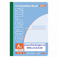 Sổ may dán gáy A4 - 420 trang; Klong 320 xanh biển