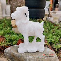 Tượng đá dê 12 con giáp phong thủy đá trắng 15cm đá Non Nước