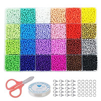 24 Slot Multicolor Baking Paint Beads Set Glass Beads Box Beads for DIY Bracelets and Necklace