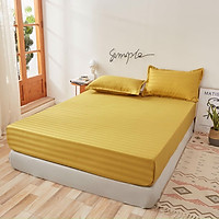 Bộ Ga Gối 3 Món Cotton Sọc 3F Màu Vàng