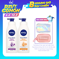 Bộ đôi chăm sóc phục hồi da Sữa Dưỡng Thể Dưỡng Trắng NIVEA Ban Ngày Giúp Phục Hồi & Chống Nắng SPF30 (350ml) - 88311 & Sữa Dưỡng Thể Dưỡng Trắng NIVEA Giúp Phục Hồi & Săn Da Ban Đêm (400ml) – 88126