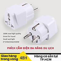 Đầu chuyển ổ cắm 3 chấu qua 2 chấu - Chuyển đổi phích cắm điện (Trắng), đa năng tiện dụng