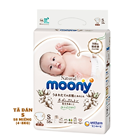 Tã/Bỉm dán Moony Natural Size S- 58 miếng( bé 4- 8kg)