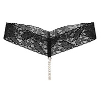 Sexy See Through Crotchless Lace Panties Pearls G String T Back Thong for Women