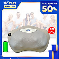 Gối massage hồng ngoại đau vai cổ lưng Shiatsu Fuki FK-568E (Pin sạc)