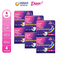 Combo 6 Băng Vệ Sinh Diana Siêu Thấm Ban Đêm 29Cm 4 Miếng/Gói
