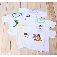 Set 5 áo tay ngắn cúc lệch/ bác sĩ trắng cho bé trai/bé gái 100% coton 2-12kg