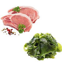 Combo 35: 1kg Cốt lết heo cắt lát + 300gram Rong biển tươi