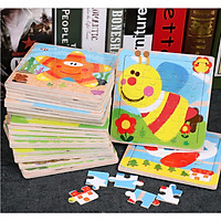Combo Tranh ghép hình 16 miếng bằng gỗ cho bé tặng kèm bấm móng tay hình thú siêu dễ thương và tiện dụng