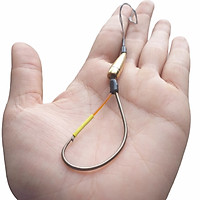 Bộ lưỡi câu cá lóc nhái sống kèm chì thẻo song hồng FM 2139 kích thước nặng 6g dài 5cm rộng 2cm, lưỡi dùng để câu lure cá lóc bông đồng cực nhạy
