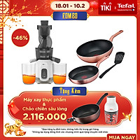 Combo Máy ép chậm Tefal ZC600138 + Bộ nồi Tefal chảo Cook&Shine 3 món (Chảo 24, Chảo xào 28, Vá) - Hàng Chính Hãng