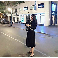 chân váy nữ dập ly dáng dài cạp chun