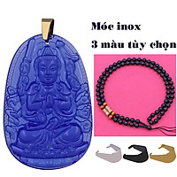 Vòng cổ mặt Phật tuổi Tý - Dây hạt đen Thiên Thủ Thiên Nhãn pha lê xanh dương VHTREGFLXDB7