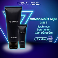 Combo ngừa mụn Nerman Anti-Acne giành cho nam giới làm sạch sâu ngăn ngừa mụn chống viêm kháng khuẩn
