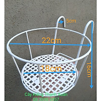 Giỏ treo chậu hoa - Giỏ treo Chậu hoa ban công - Giỏ sắt treo chậu cây cứng cáp, độ bền cao, Đường kính miệng 22cm, đường kính đáy 18cmyn