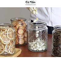 (Mới về) Hũ thủy tinh, lọ thủy tinh nắp gỗ phong cách retro