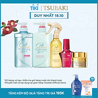 Bộ 5 Tsubaki mát lạnh sạch dầu và chăm sóc tóc chuẩn salon (Gội Xả 490ml/chai + Xịt dưỡng tóc 220ml + Mặt nạ tóc 180g + Dầu dưỡng 50ml)