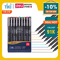 Bút Đi Nét Deli - Ngòi Bọc Kim Loại 0.5Mm - Màu Gốc Nước - 9 Màu 9 Chiếc/Hộp - 1 Hộp - S572