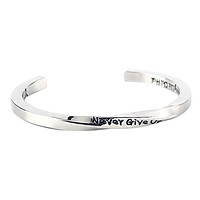 Inspirational Bracelets for Women Men Personalized Gift for Her Him Engraved Never Give Up Cuff Bangle