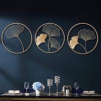 Nordic Style Hanging Pendant Ginkgo Leaf Shape Metal Wall Art for Living Room Decoration