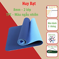 Thảm Tập Yoga, Tập Gym 8mm 2 Lớp Không Mùi + Túi Đựng Thảm + Dây Buộc Thảm Chính Hãng HUY BẠT - Giao Ngẫu Nhiên.
