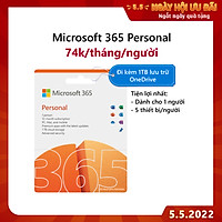 Phần mềm Microsoft 365 Personal English APAC EM Subscr 1YR Medialess P8 ( QQ2-01398 ) - Hàng Chính Hãng