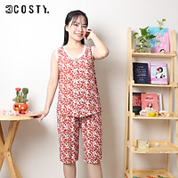 Bộ Đồ Nữ Mặc Nhà, Bộ Đồ Ngủ Tole (Lanh) Cổ Tim Phối Ren Quần Lửng – 3COSTY. A9LSN Nhiều Họa Tiết