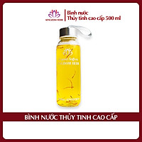 Bình thủy tinh đựng nước saffron Kingdom cao cấp, chai thủy tinh có nắp đậy, bình nước thủy tinh có dây xách tiện lợi, chai nước thủy tinh có mặt kính ép dày, chịu được nhiệt độ cao, dày dặn, cường lực và bền bỉ - 500ml