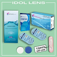 Bộ lens cận/ kính áp tròng cận không màu, dung dịch ngâm lens, dung dịch nhỏ mắt MAXI