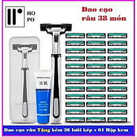 Combo Dao Cạo Râu Và Lưỡi Kép Giá Rẻ Cho Nam Giới ( 36 Lưỡi Dao Kép + 1 Bàn Cạo) Tặng 1 tuýt kem tạo bọt.