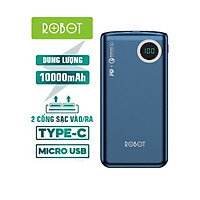 Pin Sạc Dự Phòng 10.000mAh ROBOT RT100Q - Chuẩn Sạc Nhanh PD/QC 3.0 18W, Đèn LED Hiển Thị Mức PIN - HÀNG CHÍNH HÃNG