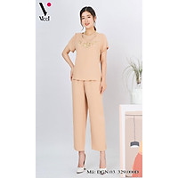 Đồ bộ bigsize - Đồ bộ trung niên - Bộ đồ trung niên mặc nhà bigsize Vicci DGN.03 thiết kế áo cộc quần dài chất liệu đũi cao cấp (dành cho người béo)