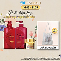 Bộ Ba Chăm Sóc Tóc TSUBAKI Dưỡng Tóc Bóng Mượt Gội Xả (490ml/chai) + Mặt Nạ Tóc Cao Cấp Phục Hồi Hư Tổn 180g
