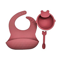 Silicone Cho Bé Bộ Đồ Ăn Không BPA Bát Silicon Yếm Không Thể Phá Vỡ Trẻ Em Ăn Món Ăn Chống Trượt Cho Bé Ăn Món Ăn babi Thứ