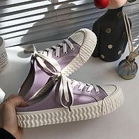 ♤►■Giày Canvas hở gót phối ruy băng thời trang mùa hè cho nữ mn1x