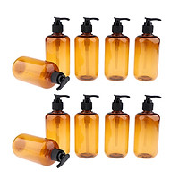 10 Pcs 300ml Brown Empty Pump Shampoo Lotions Container Refillable Bottle