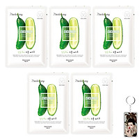 Combo 5 mặt nạ dưa leo Kwailnara Cucumber Facial Mask Hàn Quốc 5x20ml tặng thêm móc khóa
