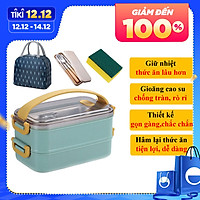 Hộp Cơm Giữ Nhiệt, Hộp Cà Men Inox SEASY SS35, Giữ Nhiệt Thức Ăn Lâu Hơn, 2 Lớp Cách Nhiệt, Thiết Kế Nắp Chống Tràn, An Toàn Sức Khỏe, Tặng Kèm Túi Giữ Nhiệt, Hộp Đựng Bộ Đũa Thìa, Miếng Cọ Rửa Tiện Lợi– Hàng Chính Hãng