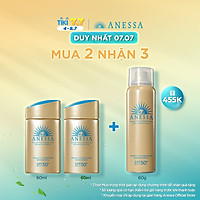 Bộ đôi 2 Kem chống nắng dạng sữa dưỡng da bảo vệ hoàn hảo Anessa Perfect UV Sunscreen Skincare Milk SPF 50+ PA++++ 60ml