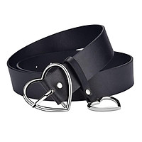 Women's Leather Belt Fashion Soft Faux Leather Heart Buckle Waist Belts for Jeans Dress