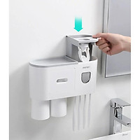 Bộ Nhả Kem Tự Động, Kệ Để Đồ Phòng Tắm OENON Lắp Đặt Dính Tường Từ Tính Tặng Kèm Cốc Loại 2 Cốc
