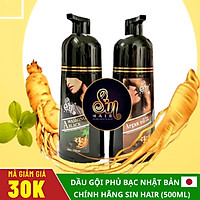 Dầu Gội Nhuộm Tóc Sin Hair Nhật Bản, 500ml Dầu Gội Nhuộm Tóc Nhân Sâm Giúp Phủ Bạc Đen, Nâu Tóc, 100% Thảo Dược Thiên Nhiên