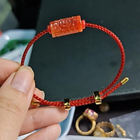 VÒNG TAY LU THỐNG NG.HUYẾT ĐỎ CAM ĐIÊU KHẮC NHƯ Ý FREESIZE